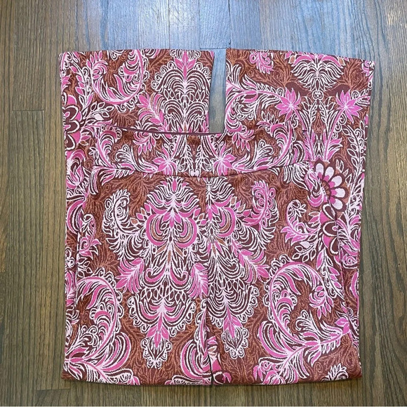 ANTHROPOLOGIE MAEVE Maria Paisley Boho Pink Metallic PANTS Flare Gold 10 - Picture 5 of 12